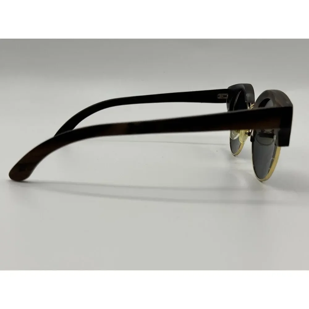 Finley & Co Wooden Frame Round Sunglasses Gold Accents HTEGNGS050